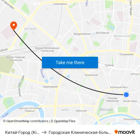 Китай-Город (Kitay-Gorod) to Городская Клиническая больница им. Боткина map