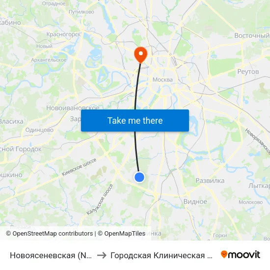 Новоясеневская (Novoyasenevskaya) to Городская Клиническая больница им. Боткина map
