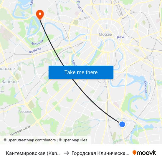 Кантемировская (Kantemirovskaya) to Городская Клиническая больница 67 map