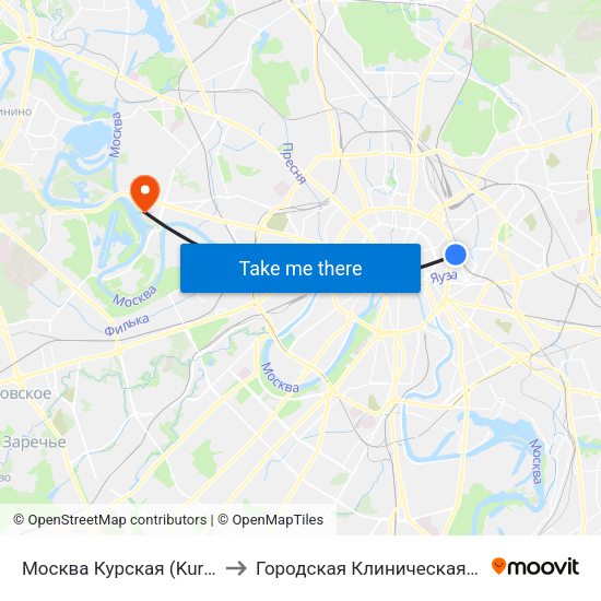 Москва Курская (Kursky Station) to Городская Клиническая больница 67 map
