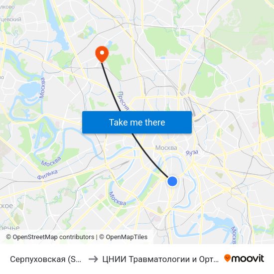 Серпуховская (Serpukhovskaya) to ЦНИИ Травматологии и Ортопедии им. Приорова map