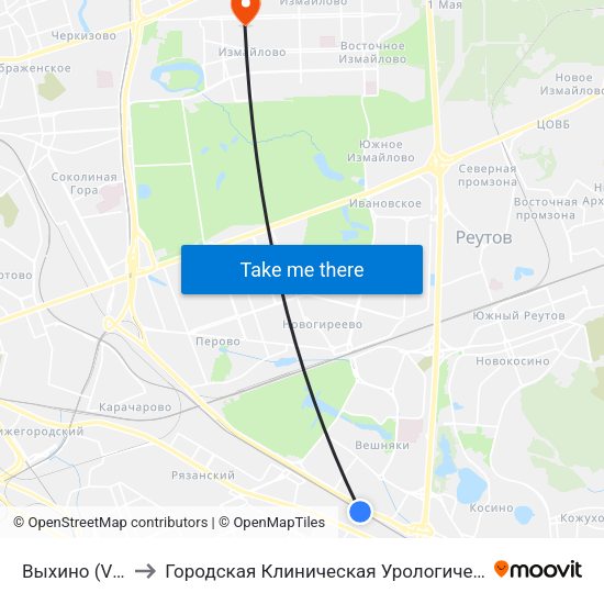 Выхино (Vykhino) to Городская Клиническая Урологическая больница 47 map