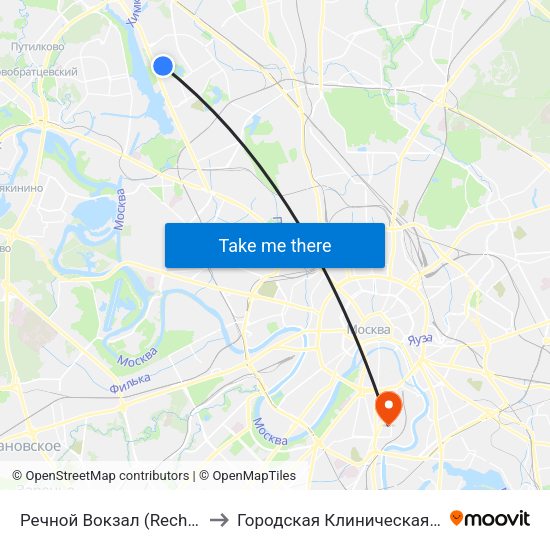 Речной Вокзал (Rechnoy Vokzal) to Городская Клиническая больница 4 map