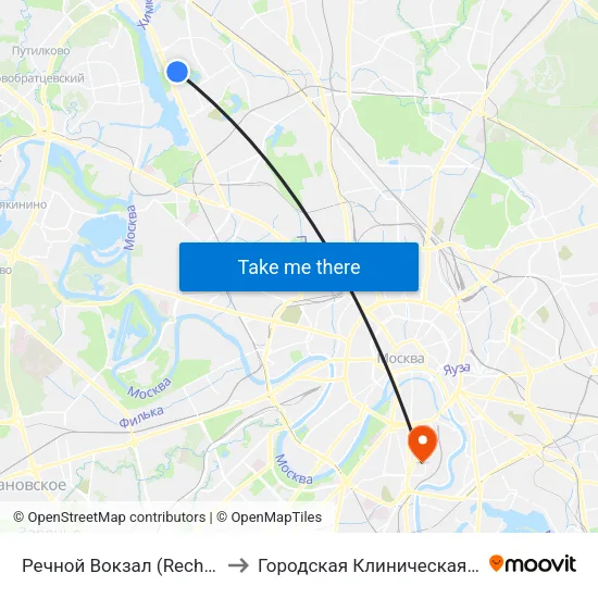 Речной Вокзал (Rechnoy Vokzal) to Городская Клиническая больница 4 map