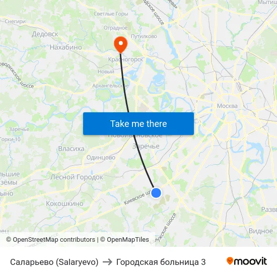 Саларьево (Salaryevo) to Городская больница 3 map