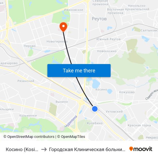 Косино (Kosino) to Городская Клиническая больница 70 map