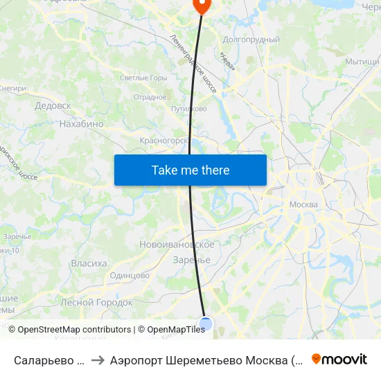 Саларьево (Salaryevo) to Аэропорт Шереметьево Москва (SVO) (Sheremet'evo Airport) map