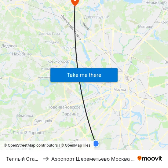 Теплый Стан (Teply Stan) to Аэропорт Шереметьево Москва (SVO) (Sheremet'evo Airport) map