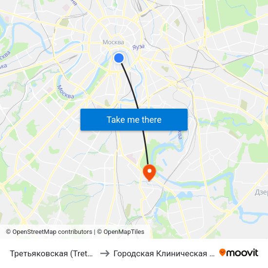 Третьяковская (Tretyakovskaya) to Городская Клиническая больница 85 map