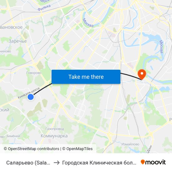 Саларьево (Salaryevo) to Городская Клиническая больница 85 map