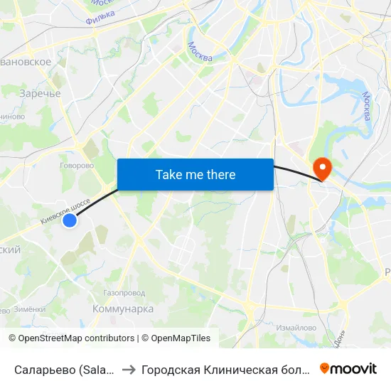 Саларьево (Salaryevo) to Городская Клиническая больница 85 map