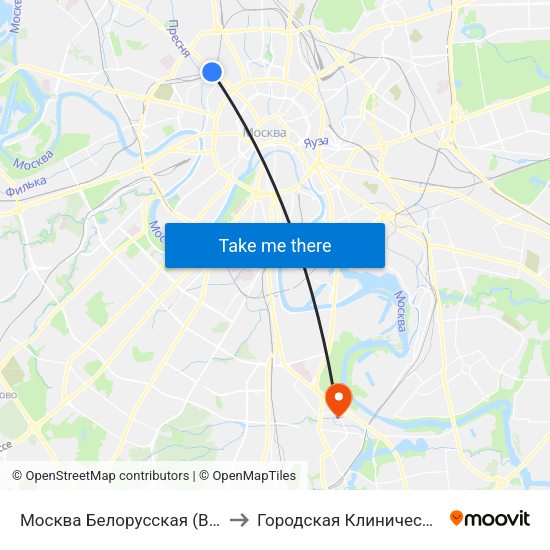 Москва Белорусская (Belorussky Station) to Городская Клиническая больница 85 map