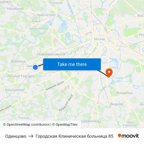 Одинцово to Городская Клиническая больница 85 map