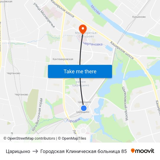 Царицыно to Городская Клиническая больница 85 map