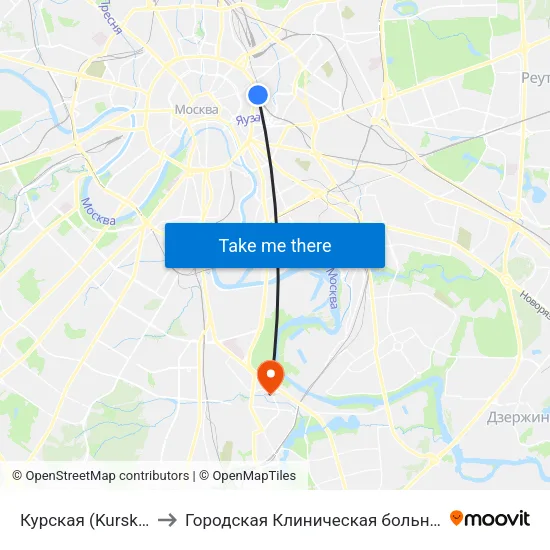 Курская (Kurskaya) to Городская Клиническая больница 85 map