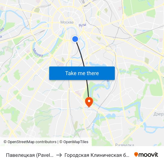Павелецкая (Paveletskaya) to Городская Клиническая больница 85 map