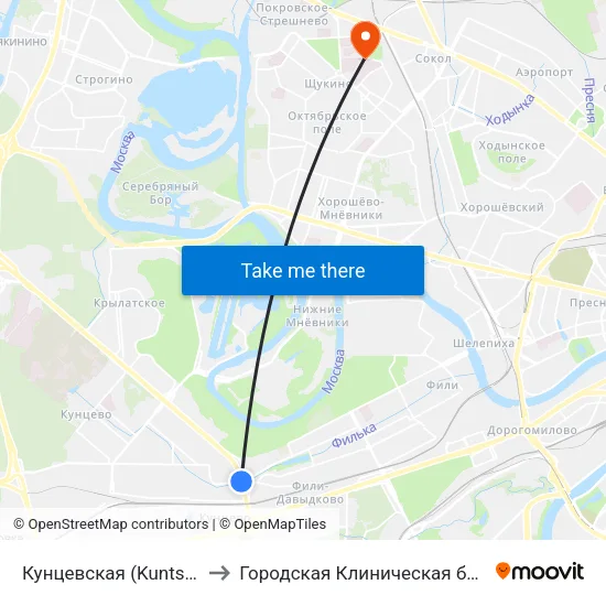 Кунцевская (Kuntsevskaya) to Городская Клиническая больница 52 map