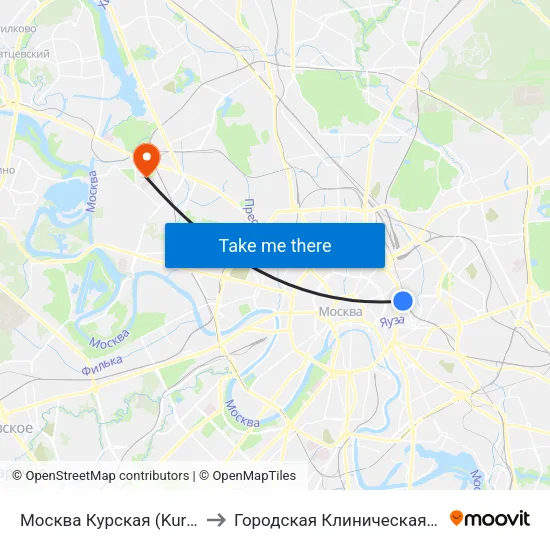 Москва Курская (Kursky Station) to Городская Клиническая больница 52 map