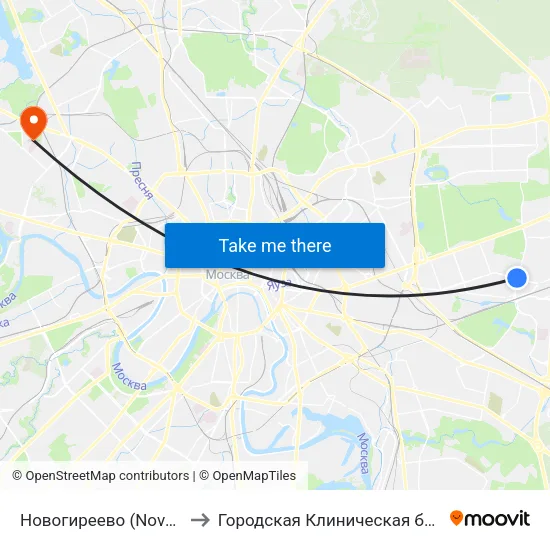Новогиреево (Novogireevo) to Городская Клиническая больница 52 map