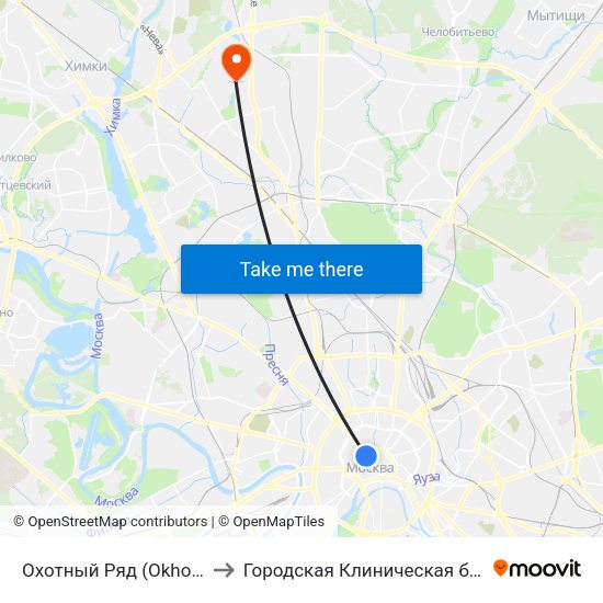 Охотный Ряд (Okhotny Ryad) to Городская Клиническая больница 81 map