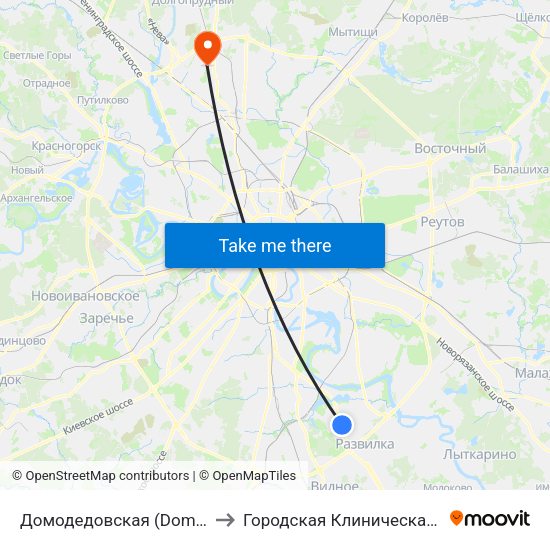 Домодедовская (Domodedovskaya) to Городская Клиническая больница 81 map