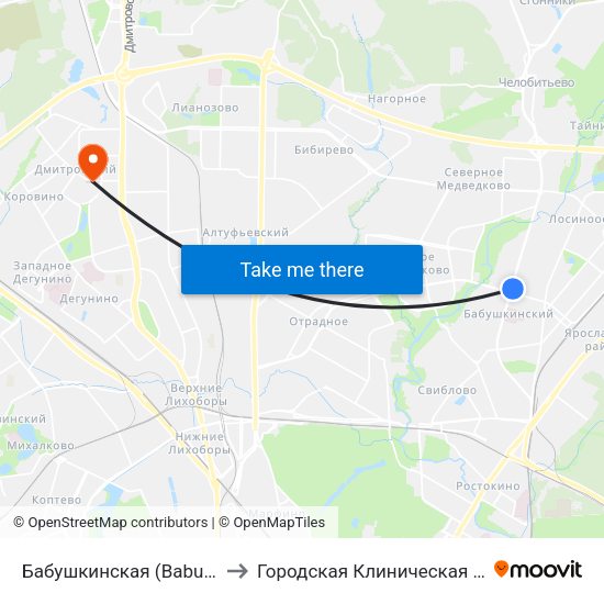Бабушкинская (Babushkinskaya) to Городская Клиническая больница 81 map