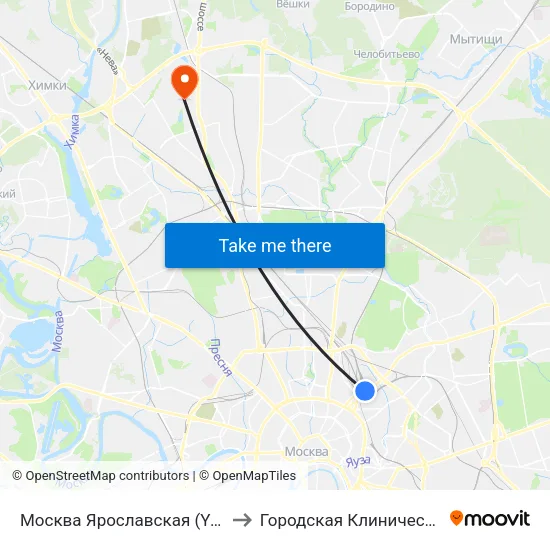 Москва Ярославская (Yaroslavsky Station) to Городская Клиническая больница 81 map
