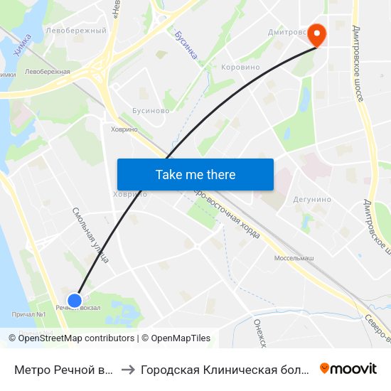 Метро Речной вокзал to Городская Клиническая больница 81 map