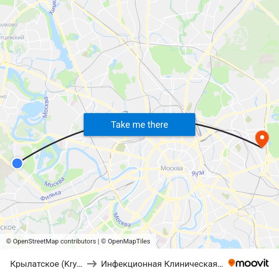 Крылатское (Krylatskoe) to Инфекционная Клиническая больница 2 map