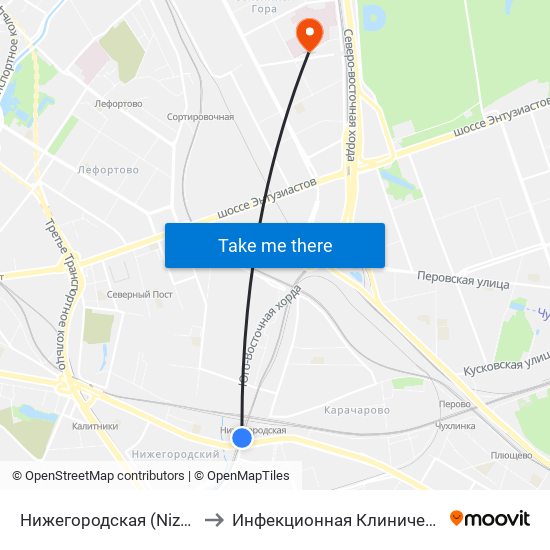 Нижегородская (Nizhegorodskaya) to Инфекционная Клиническая больница 2 map