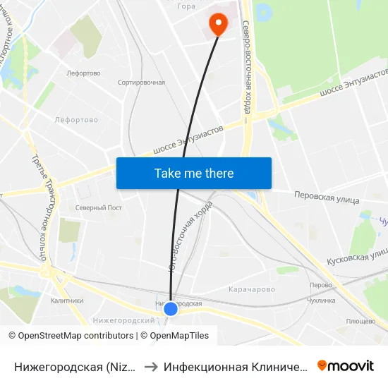 Нижегородская (Nizhegorodskaya) to Инфекционная Клиническая больница 2 map