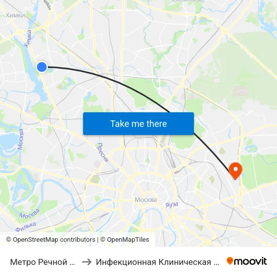 Метро Речной вокзал to Инфекционная Клиническая больница 2 map