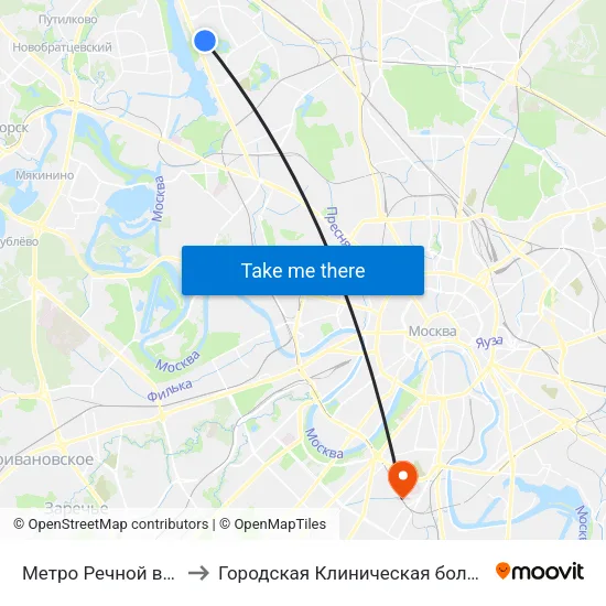 Метро Речной вокзал to Городская Клиническая больница 55 map