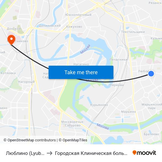 Люблино (Lyublino) to Городская Клиническая больница 55 map