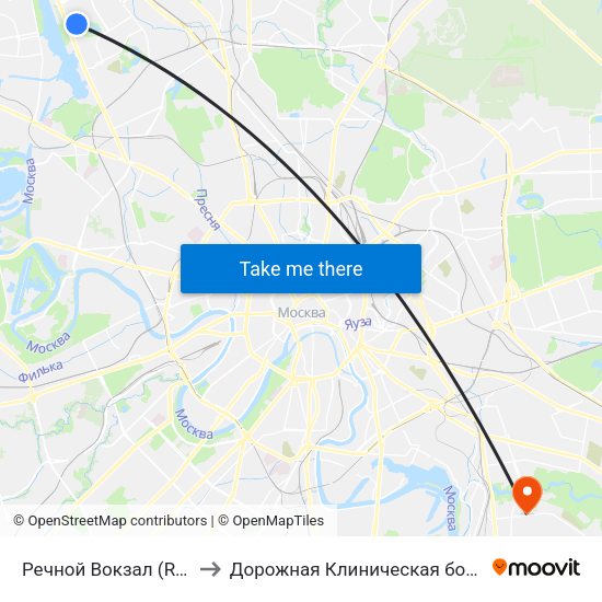 Речной Вокзал (Rechnoy Vokzal) to Дорожная Клиническая больница им. Семашко map