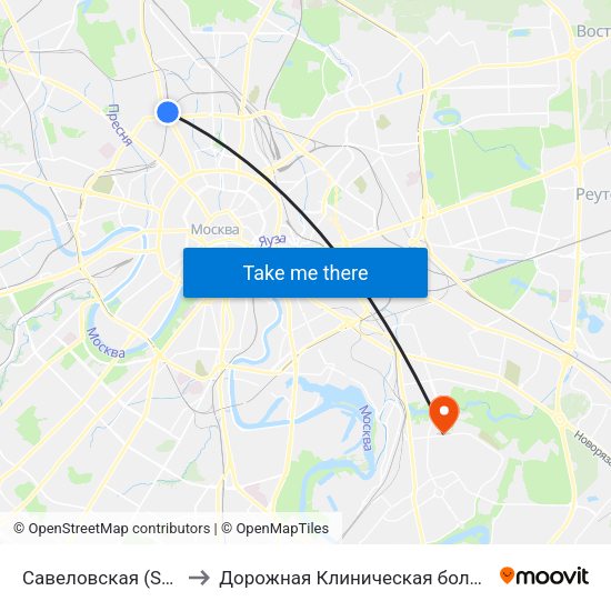 Савеловская (Savelovskaya) to Дорожная Клиническая больница им. Семашко map