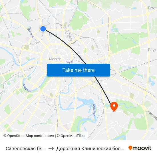 Савеловская (Savelovskaya) to Дорожная Клиническая больница им. Семашко map