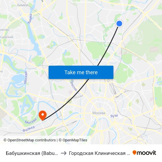 Бабушкинская (Babushkinskaya) to Городская Клиническая больница 51 map