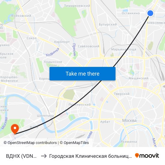 ВДНХ (VDNKh) to Городская Клиническая больница 51 map