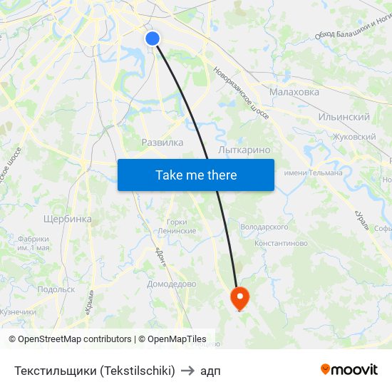 Текстильщики (Tekstilschiki) to адп map