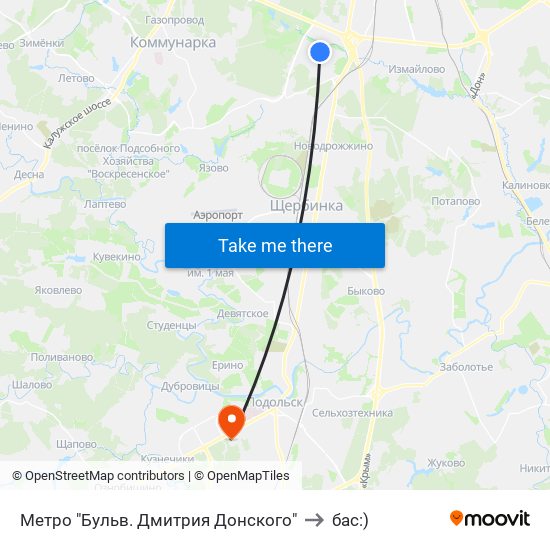 Метро "Бульв. Дмитрия Донского" to бас:) map