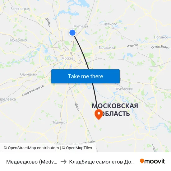 Медведково (Medvedkovo) to Кладбище самолетов Домодедово map