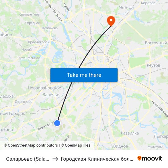 Саларьево (Salaryevo) to Городская Клиническая больница 20 map