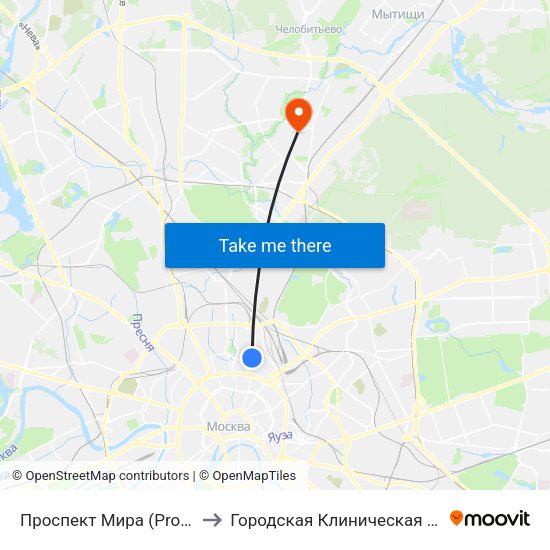 Проспект Мира (Prospekt Mira) to Городская Клиническая больница 20 map