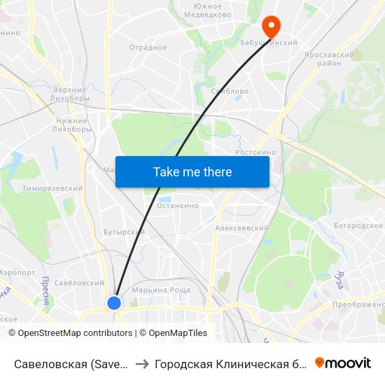 Савеловская (Savelovskaya) to Городская Клиническая больница 20 map
