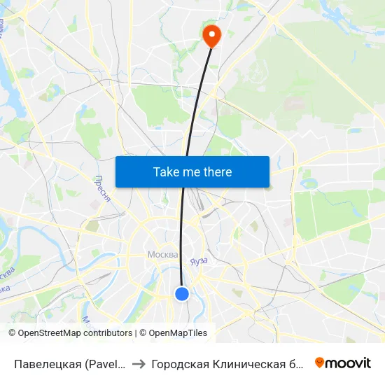 Павелецкая (Paveletskaya) to Городская Клиническая больница 20 map