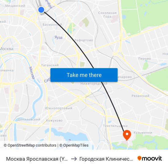 Москва Ярославская (Yaroslavsky Station) to Городская Клиническая больница 68 map