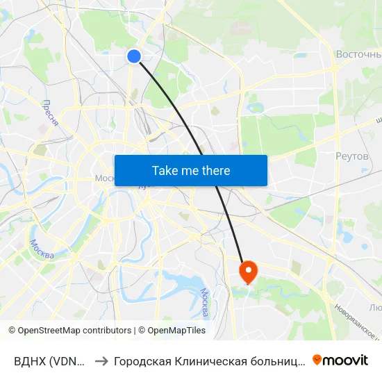 ВДНХ (VDNKh) to Городская Клиническая больница 68 map