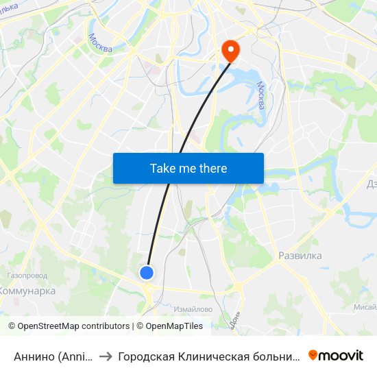 Аннино (Annino) to Городская Клиническая больница 53 map