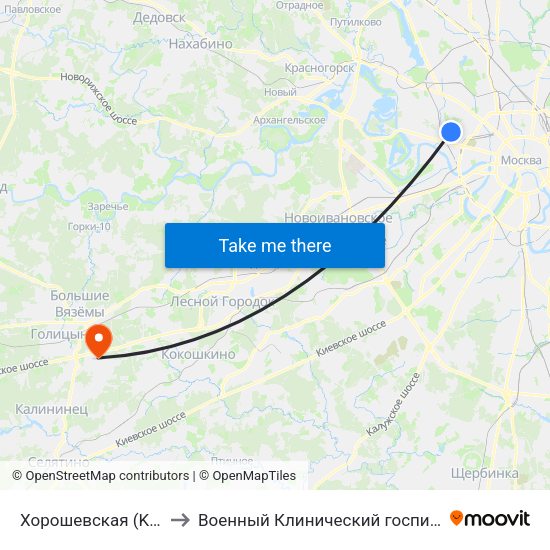 Хорошевская (Khoroshevskaya) to Военный Клинический госпиталь им. Вишневского 3 map